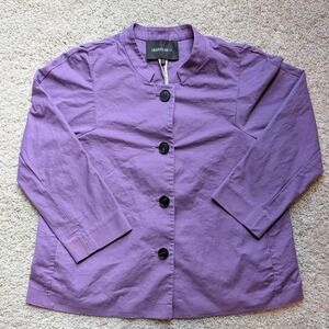 Lafayette 148 New York Jacket Womens Medium Purple Cotton Stretch Button Front